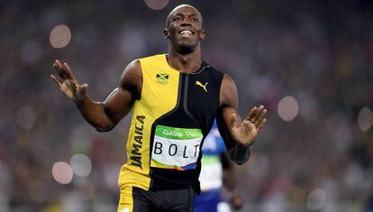 Usain Bolt, tras ganar la final de los 100 metros.