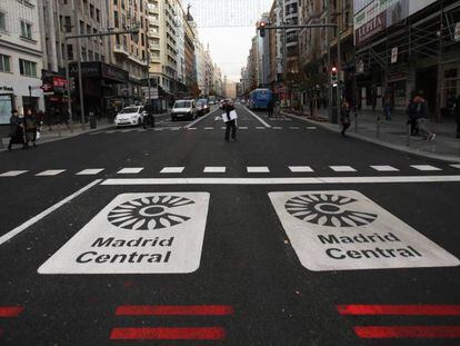 La entrada a Madrid Central desde la plaza de España. 