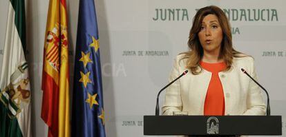 Susana Díaz, durante la declaración institucional de la Junta de Andalucía.