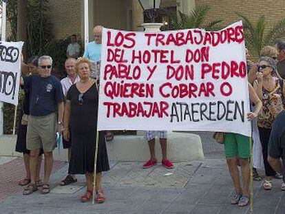 Protesta de trabajadores de un hotel de Torremolinos. 