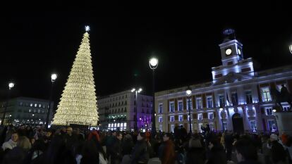 La Puerta del Sol durante el evento de encendido de luces de Navidad este 23 de noviembre.