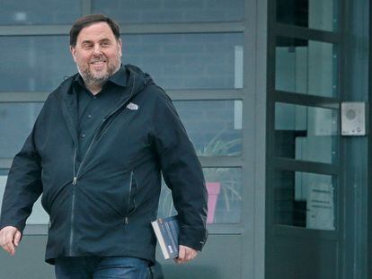 El exvicepresidente de la Generalitat Oriol Junqueras, el pasado 3 de marzo, cuando salió por primera vez de la cárcel de Lledoners.