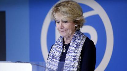 Aguirre, el d&iacute;a de su dimisi&oacute;n como presidenta del PP de Madrid.