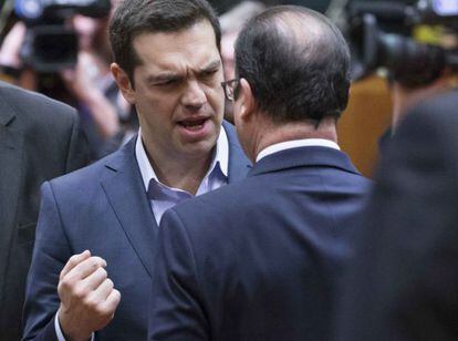 Alexis Tsipras parla amb el president Hollande.