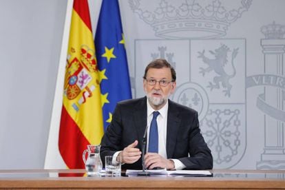 Mariano Rajoy en la comparecencia tras presentar el PSOE la moción de censura.