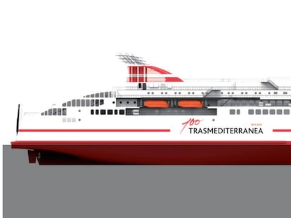 Maqueta del nuevo ferry de Trasmediterr&aacute;nea encargado a Vulcano.