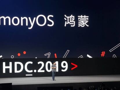 Richard Yu, consejero delegado de la divisi&oacute;n de Consumo de Huawei, durante la presentaci&oacute;n del nuevo sistema operativo Harmony.