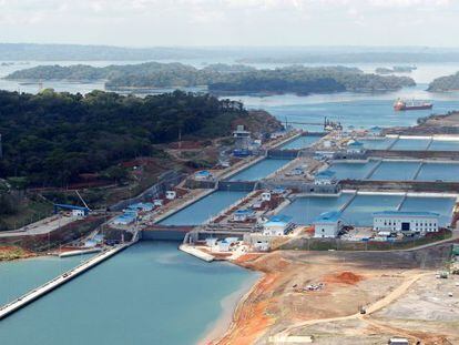 Vista aérea de las obras de ampliación del Canal de Panamá