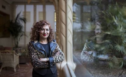 La presidenta de la SGAE, Pilar Jurado, en la sede madrileña de la entidad.