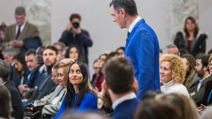 El presidente del Gobierno, Pedro Sánchez, presenta su libro 'Tierra Firme' en el Circulo de Bellas Artes este lunes.
