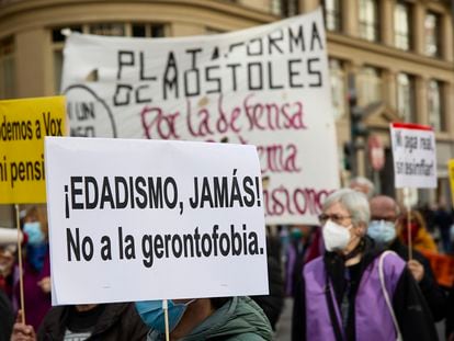 Manifestación del Movimiento de Pensionistas, en febrero de 2022 en Madrid.