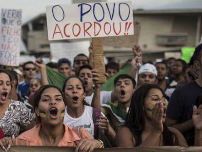Protestas en Rio de Janeiro este viernes.  