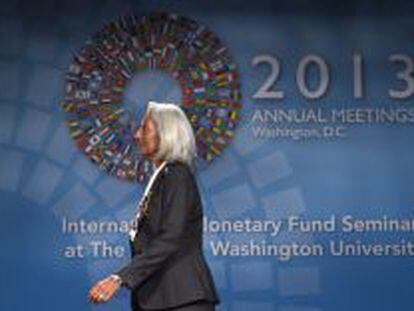 La directora del FMI, Christine Lagarde, durante la reuni&oacute;n anual del organismo.