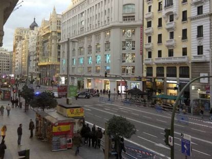 La Gran V&iacute;a durante los cortes de tr&aacute;fico.