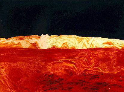 Los Montes Maxwell en Venus (11 kilómetros de altura) tal y como se ven en un mapa tridimensional hecho a partir de los datos de radar de la sonda espacial <i>Magellan</i> en los años noventa.