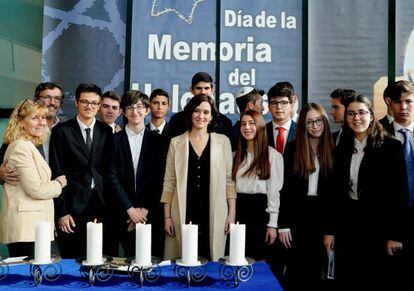 Isabel Díaz Ayuso, durante el homenaje a las víctimas del Holocausto en la Asamblea, el pasado 23 de enero.