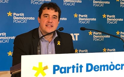 El presidente del PDeCAT, David Bonvehí, en una rueda de prensa.