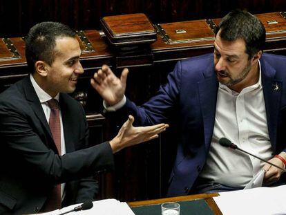 Di Maio y Salvini, este miércoles en la Cámara de Diputados italiana. 