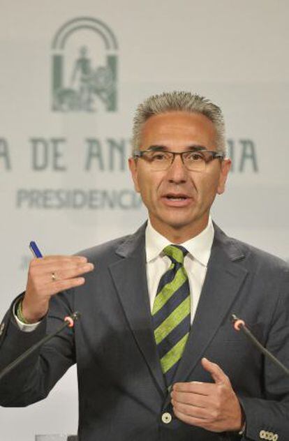 El portavoz del Ejecutivo andaluz, Miguel Ángel Vázquez, tras la reunión semanal del Consejo de Gobierno.