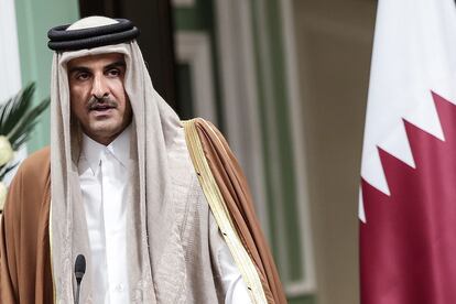 El emir de Qatar, Tamim Bin Hamad Al Thani, en enero del año pasado en Irán.