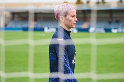 Megan Rapinoe, este lunes en un momento del entrenamiento en Tajonar, Navarra.