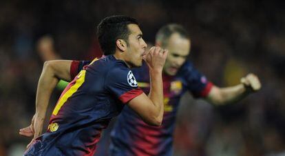 Pedro celebra su gol.