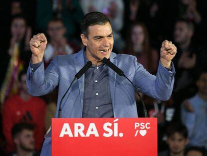 El secreatrio general del PSOE, Pedro Sánchez, este viernes. En vídeo, resumen de los actos finales de campaña de los cinco grandes partidos.