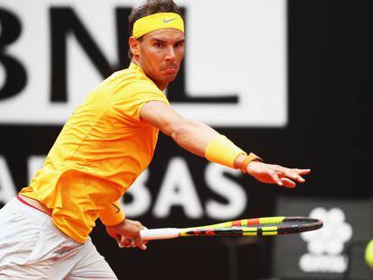 Rafael Nadal en el partido de cuartos de final del Masters de Roma.