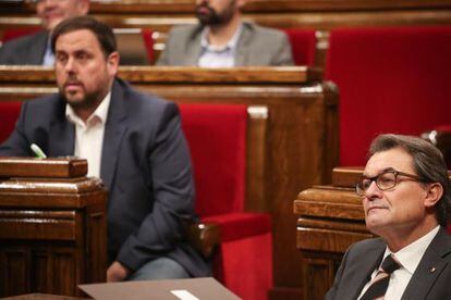 Oriol Junqueras i Artur Mas al Parlament.