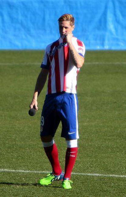 Fernando Torres, el día de su presentación como jugador del Atlético a principios de enero.