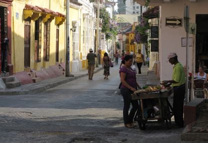 One of the streets of Cartagena de Indias in Colombia.