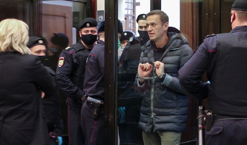 Alexei Navalni, en el Tribunal Municipal de Moscú, el pasado febrero.