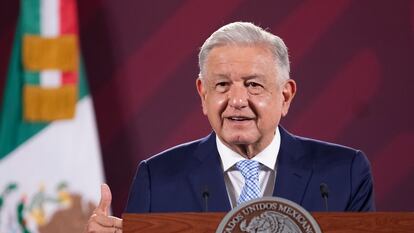 Andrés Manuel López Obrador durante su conferencia matutina de este miércoles.