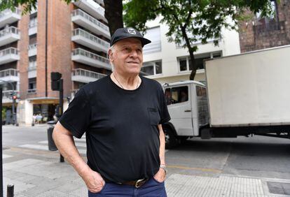 The ex-soccer player poses for a portrait on a street in Buenos Aires.