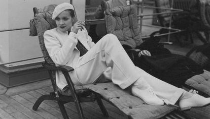 Marlene Dietrich, a bordo del transatlántico Europa.