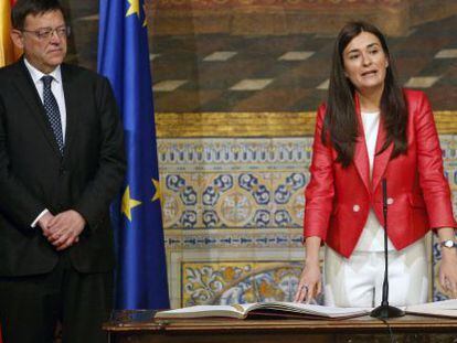 Carmen Mont&oacute;n durante la asunci&oacute;n del cargo de consejera en el Palau de la Generalitat.