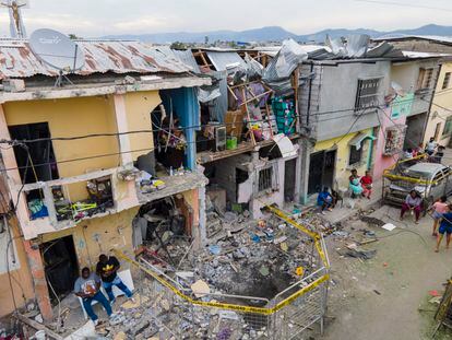 Vista del área afectada por el atentado que el pasado domingo dejó cinco muertos en Guayaquil.