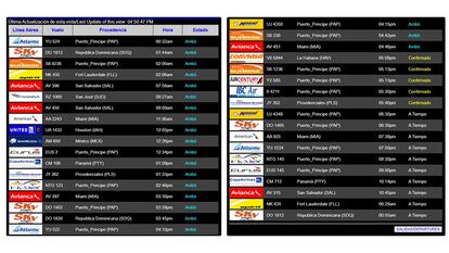 Nicaragua: arrivals board at Managua's Augusto C. Sandino International Airport