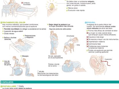 Fuentes: Estrategia de Atención al Parto Normal en el Sistema Nacional de Salud (2007), primer informe sobre la evolución de la Estrategia (2011), Manejo de las complicaciones del embarazo y del parto (OMS, 2003) y Recomendaciones de la OMS sobre el nacimiento (1985).