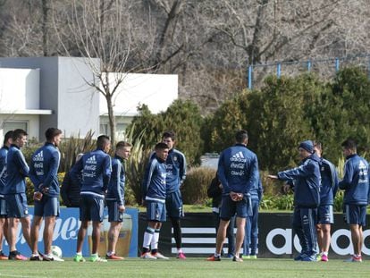 La selecci&oacute;n ol&iacute;mpica de Argentina durante un entrenamiento en Buenos Aires.
