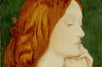 Detalle de un retrato de Elizabeth Siddal por Dante Gabriel Rossetti (1854).