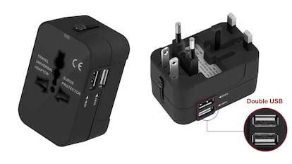 OcioDual Adaptador de Corriente para Viajes 2 Puertos USB