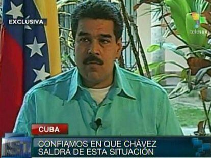 El vicepresidente Nicolás Maduro, durante la entrevista en TeleSur.