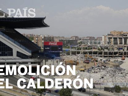 Trabajos de demolición del estadio Vicente Calderón.