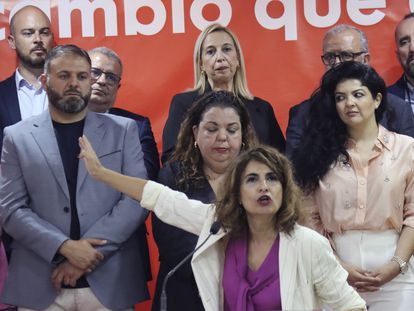 La ministra de Hacienda, María Jesús Montero, este martes durante el acto de presentación del candidato socialista a la presidencia del gobierno de Ceuta.