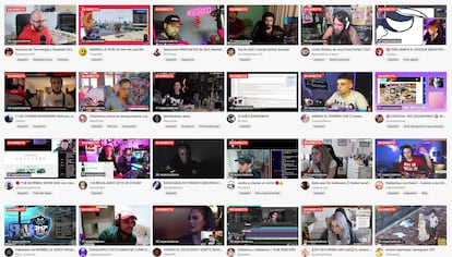 Una captura de 24 canales en directo en Twitch con unas docenas de espectadores. La imagen está tomada el 5 de abril.