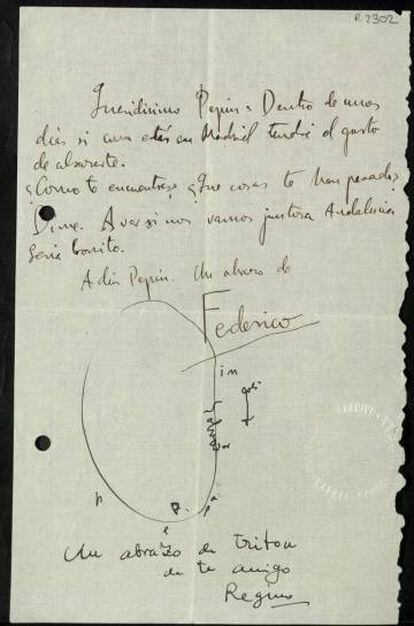 Carta de Lorca (l’altra gran passió del crític) a Pepín Bello, una de les infinites joies de l’arxiu.