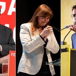 Salvador Illa (PSC), Laura Borràs (JxCAT) y Pere Aragonès (ERC)