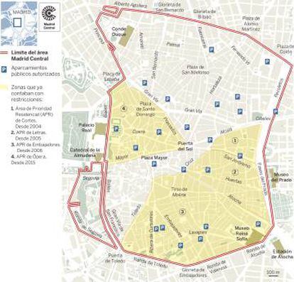Mapa actual de Madrid Central. Pulse para ampliar.