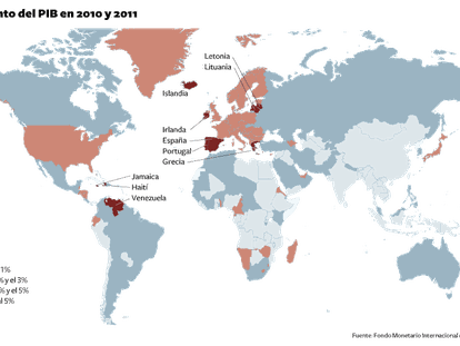 Mapa mundi del crecimiento del FMI